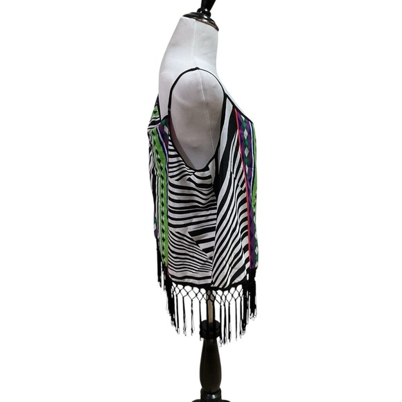 Bisou Bisou Women's Size XL Top Spaghetti Straps Fringed Adjustable Multi Color - Picture 4 of 6